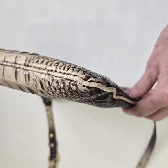 Brahmin Tan/Brown Crocodile Embossed Crossbody Bag - Picture 10 of 11